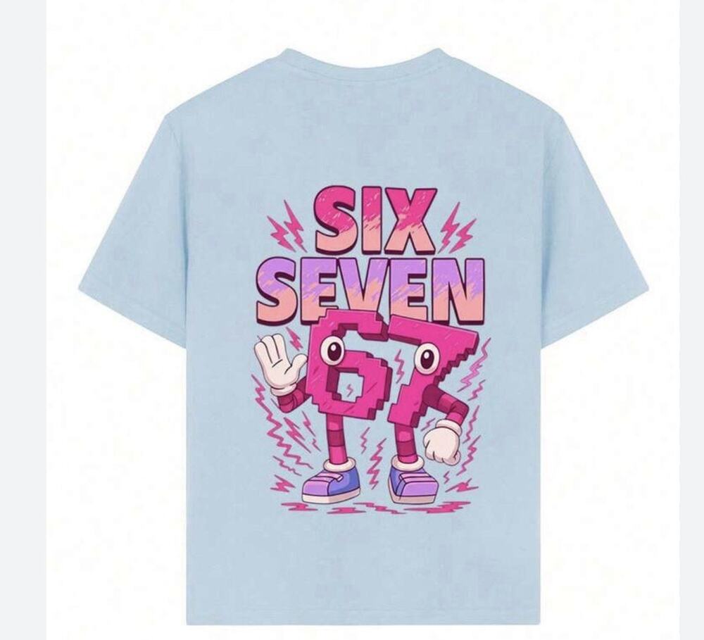 Six Seven Funny Meme Shirt Blue Girls M